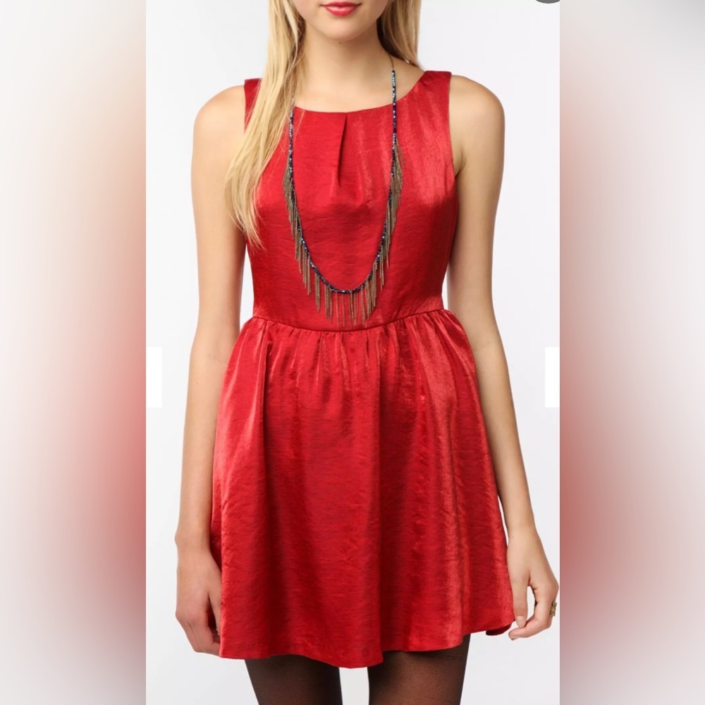 Urban Outfitters Lucca Couture Metallic Red Short Dress Cutout Small - Picture 3 of 13
